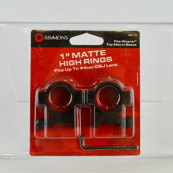 Simmons 49172 1" Matte Black High Scope Rings Fits Weaver Top Mount Bases NEW - Picture 1 of 5